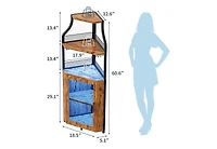 homfan Corner Bar Cabinet, Wine Cabinet with Adjustable Shelf and Glass Holder, 5-Tiers Storage Space Liquor