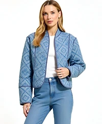 Modenaire Women's Diamond Quilted Open-Front Jacket