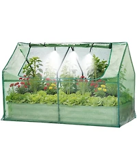 gaomon Galvanized Metal Raised Garden Bed Kit with Greenhouse Cover Self-Watering Irrigation and Insect Net for Vegetables, Flowers and Herbs