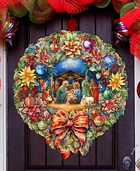 Designocracy Nativity Wreath Holiday Door Decor