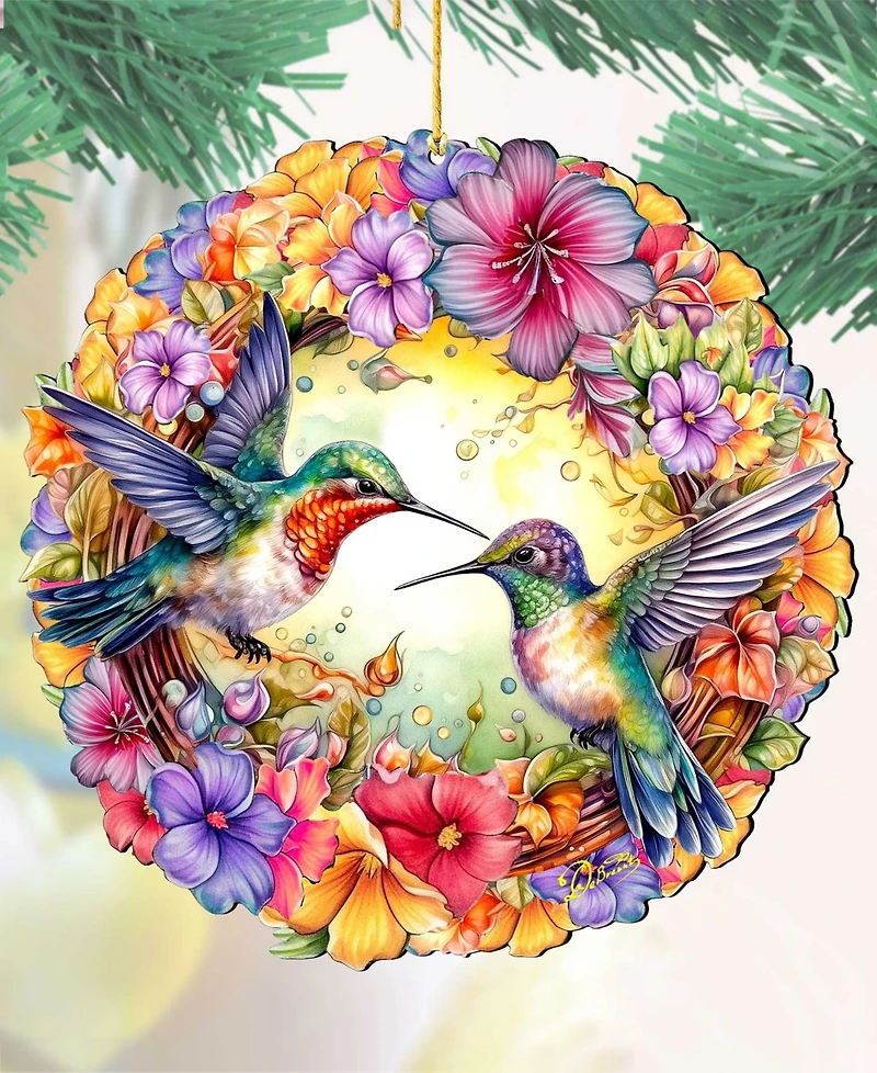Designocracy Hummingbirds Wreath Christmas Ornament
