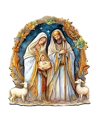 Designocracy Nostalgic Nativity Scene Christmas Wooden Wall Decor Door Decor G. DeBrekht
