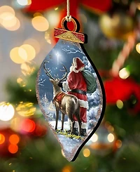 Designocracy Starry Night Santa Cone Wood Ornament