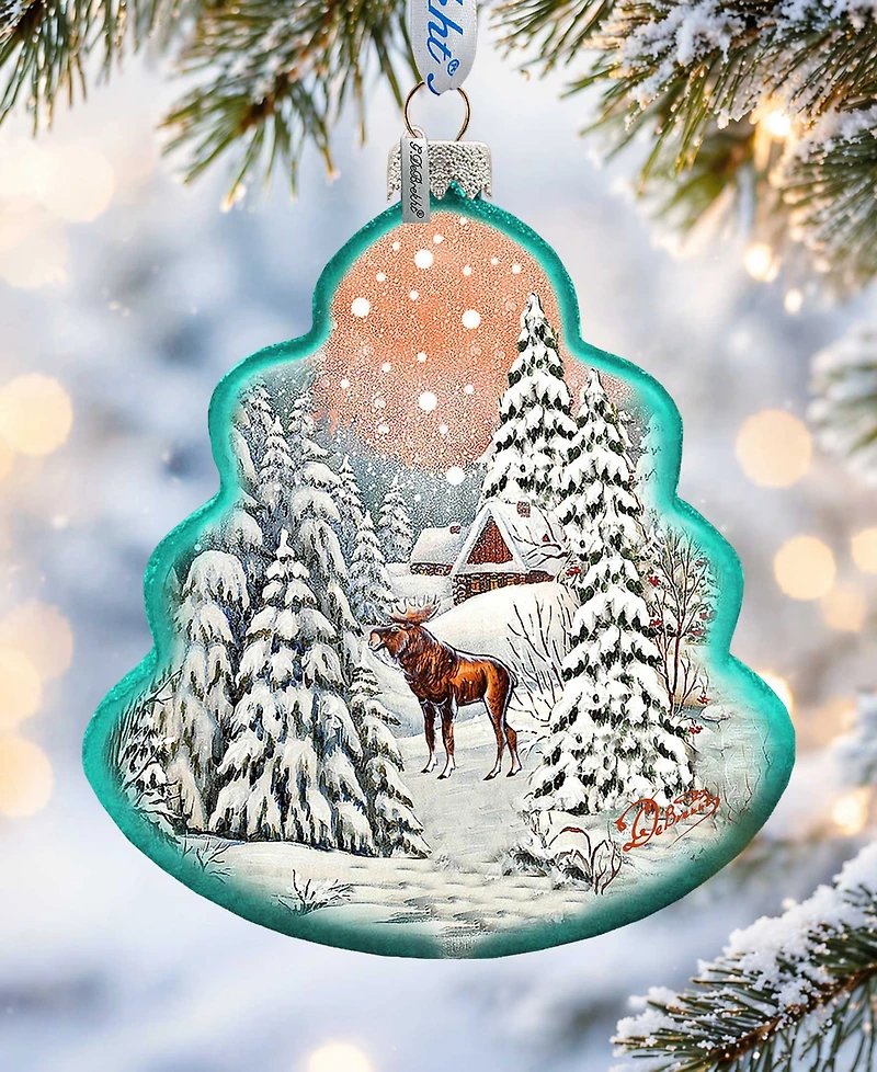 G.DeBrekht Winter Village with Moose Tree Holiday Ornament