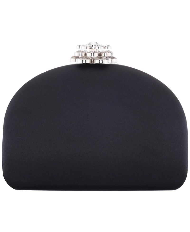 Nina Crystal Flower Clasp Minaudiere Mini Handbag