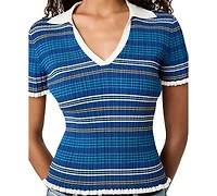 French Connection Women's Crinkle Knit Multi Strip Top