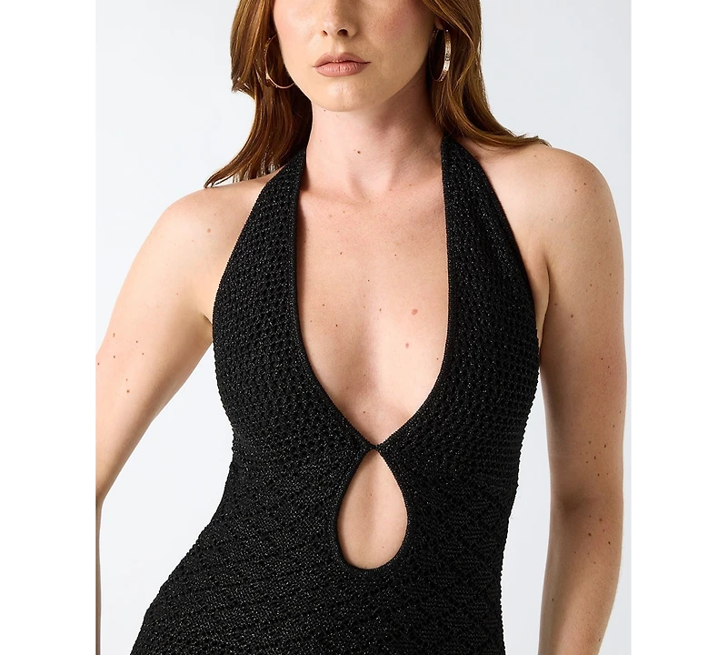 Guess Women's Sleeveless Halter Neck Open Stitch Lynsie Dress