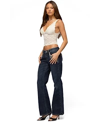 Edikted Women's Vanya Sheer Lace V Neck Top