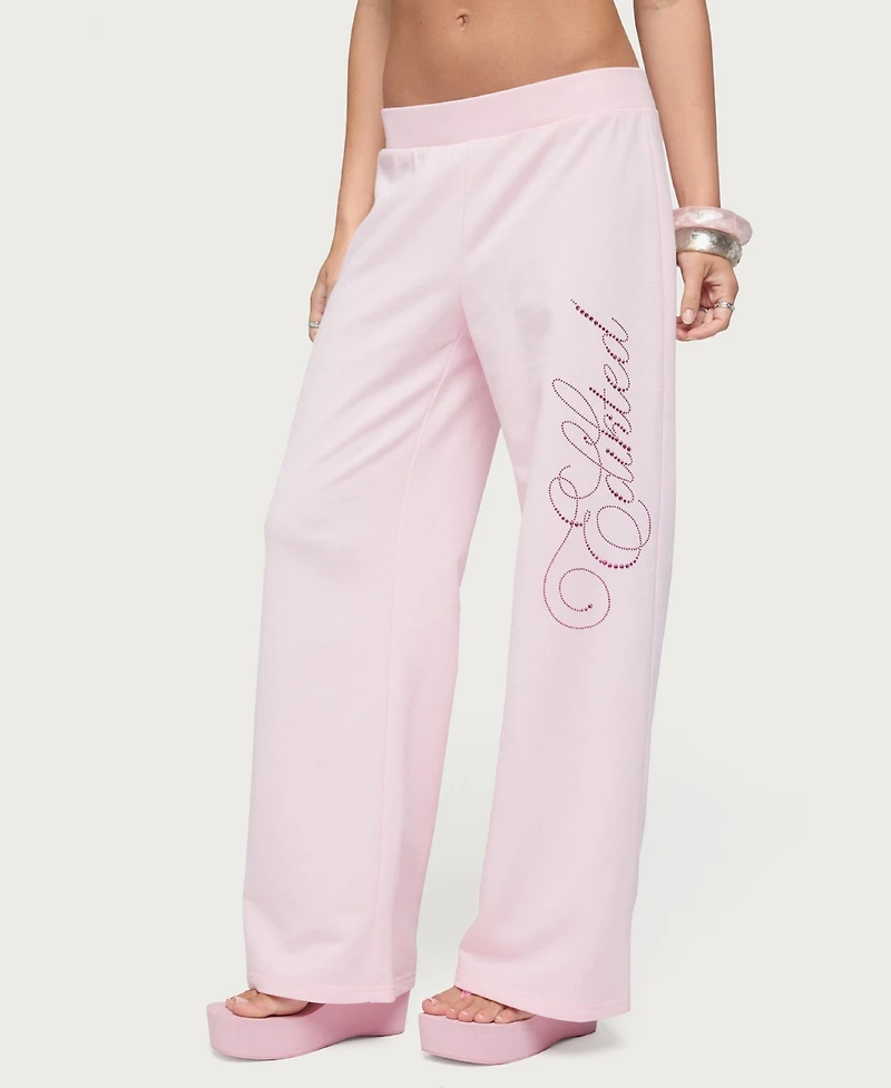 Edikted Women's Studio Rhinestone Sweatpants