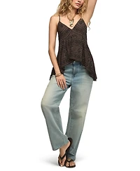 Lucky Brand Women's All Over Embroidered Hanky Hem V-Neck Tank Top