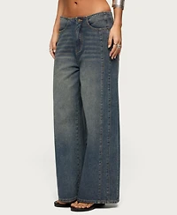 Edikted Women's Elia No Waistband Low Rise Baggy Jeans