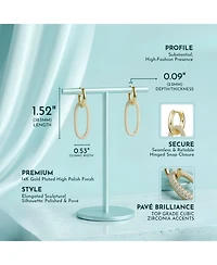 Rachel Glauber Elegant Cubic Zirconia Encrusted Oval Hoop Drop Earrings