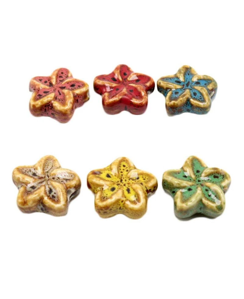 Sevorley 24Piece Set Ceramic Flower-Shaped Loose Beads for Diy Jewelry