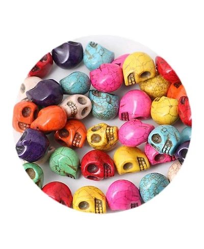 Sevorley 40Piece Set Stone Skull-Shaped Loose Beads for Diy Jewelry