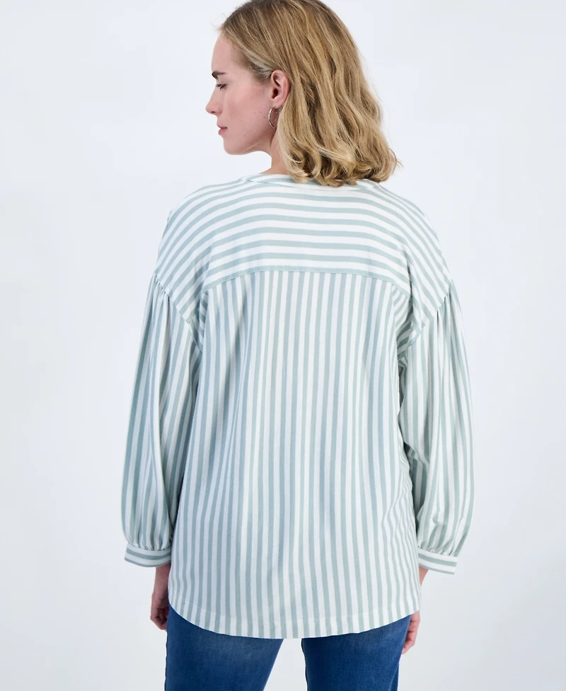 Style & Co Petite 3/4-Puff-Sleeve Knit Top, Macy's Exclusive