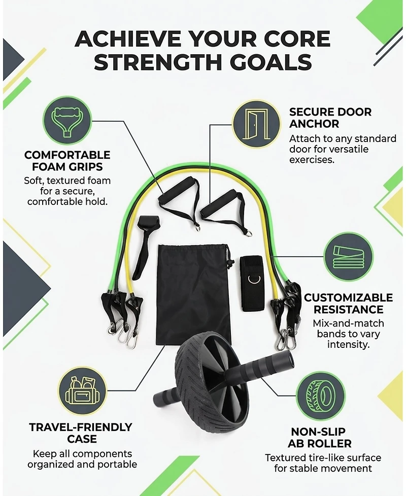 Sevorley Resistance Training and Ab Bundle with Tube Kit and Sturdy Ab Wheel