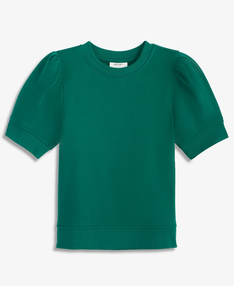 On 34th Women's Puff-Sleeve French Terry Sweatshirt, Macy's Exclusive