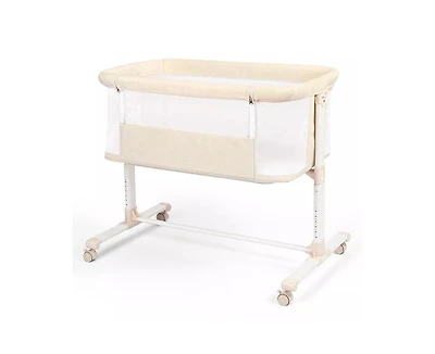Kinder King Baby Bassinet Bedside Sleeper with Wheels, Adjustable Height and Mesh Sides