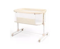 Kinder King Baby Bassinet Bedside Sleeper with Wheels, Adjustable Height and Mesh Sides