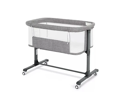 Kinder King Baby Bassinet Bedside Sleeper with Wheels, Adjustable Height and Mesh Sides