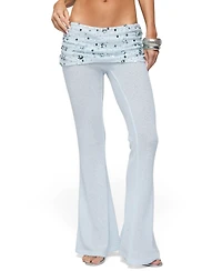 Edikted Women's Zephyra Bead and Sequin Foldover Pants