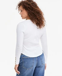 On 34th Women's Long Sleeve Ribbed Henley Top, Macy's Exclusive