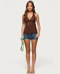 Edikted Women's Lani Sequin Bead Chiffon Halter Top