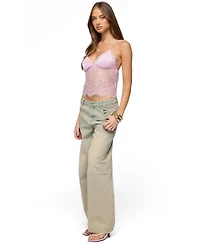 Edikted Women's Ottilie Lace and Satin Effect Top