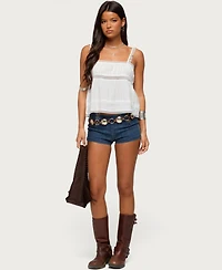 Edikted Women's Mable Lacey Straight Neck Tank Top