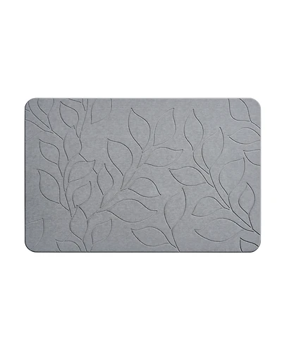 Vcny Home Carved Leaves Diatomite Stone Bath Mat, 16" x 24"