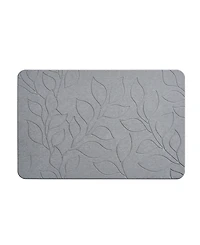 Vcny Home Carved Leaves Diatomite Stone Bath Mat, 16" x 24"