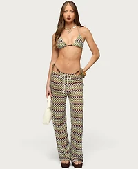 Edikted Women's Mindee Zigzag Crochet Pants