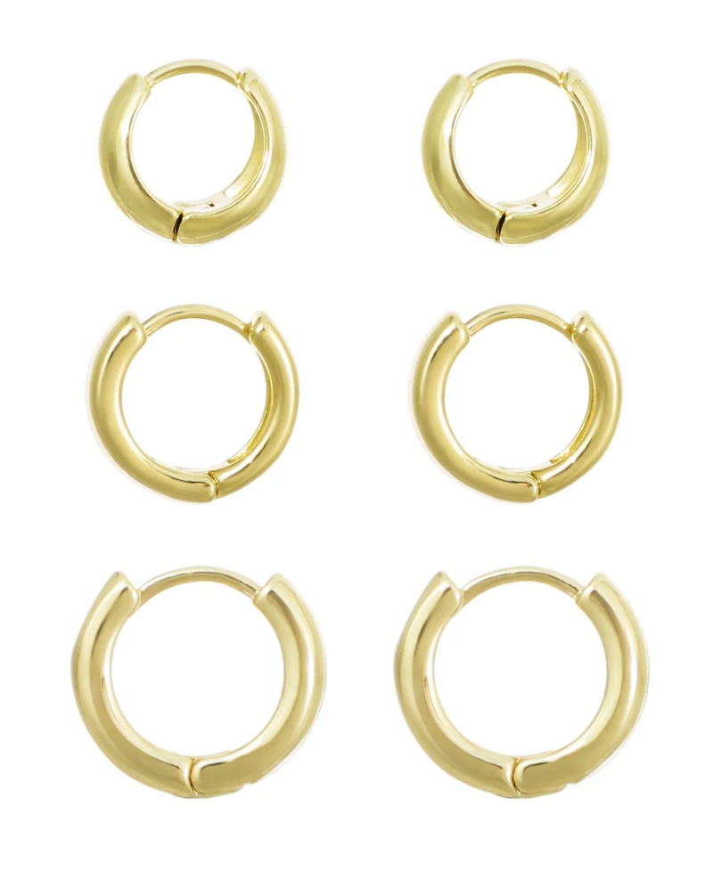 Adornia Gold Huggie Hoop 3-Piece Earring Set