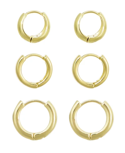 Adornia Gold Huggie Hoop 3-Piece Earring Set