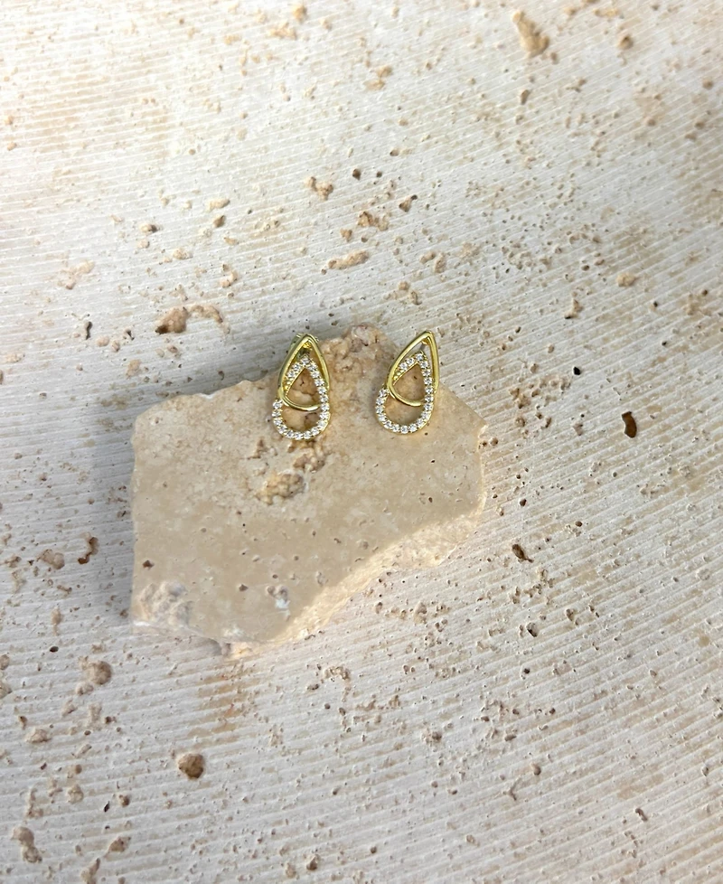 Adornia Gold Cubic Zirconia Overlap Teardrop Earrings