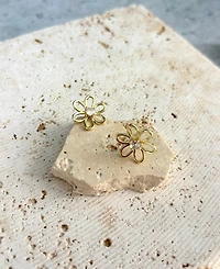 Adornia Gold Cubic Zirconia Flower Outline Stud Earrings