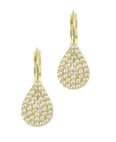 Adornia Gold Cubic Zirconia Pave Pear Drops with French Earrings