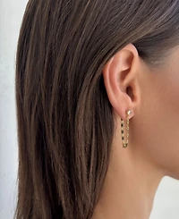 Adornia Gold Natural Freshwater Imitation Pearl Stud, Huggie and Drop Chain Earrings 3-Piece Set