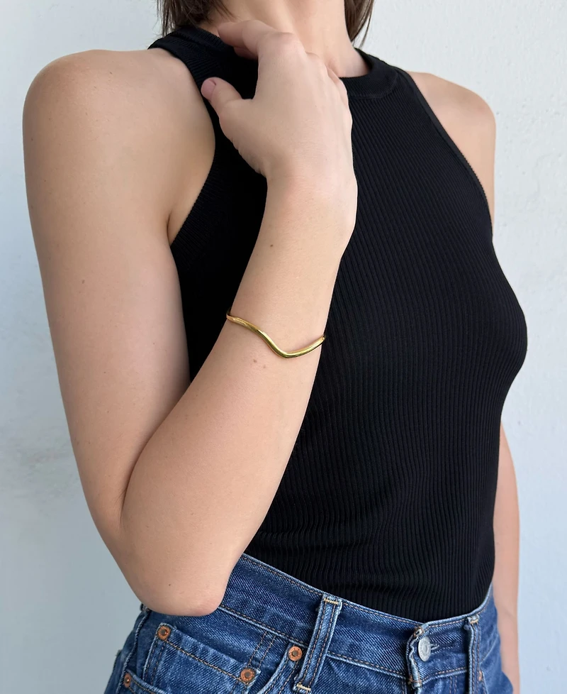 Adornia Tarnish Resistant Gold Wave Cuff Bracelet
