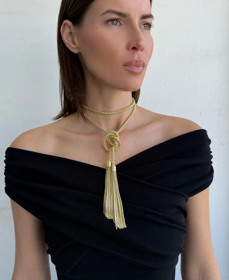 Adornia Gold Tassel Wrap Necklace
