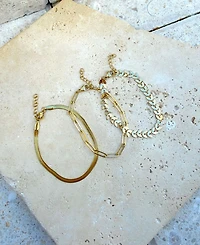 Adornia Tarnish Resistant Gold Set of Three Adjustable Chain Anklets