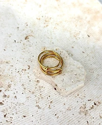 Adornia Tarnish Resistant Gold Three Band Connected Ring Set