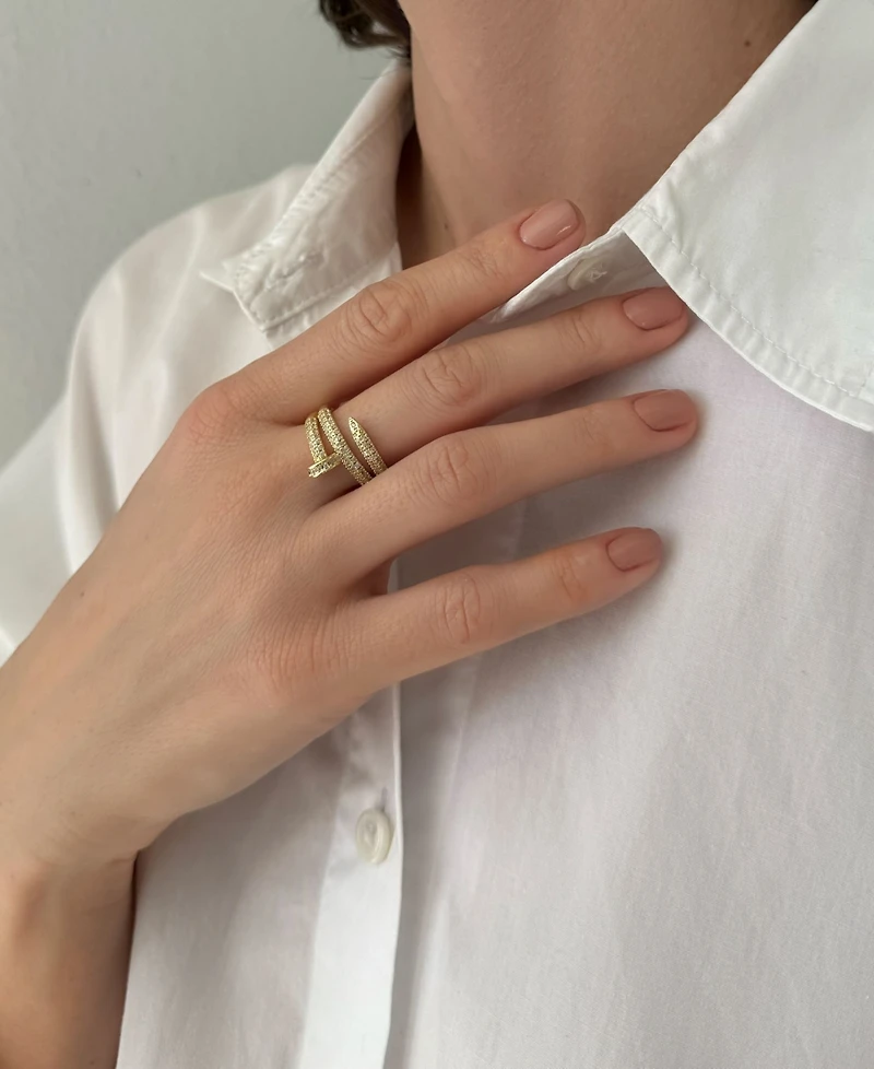 Adornia Gold Cubic Zirconia Double Wrap Nail Ring