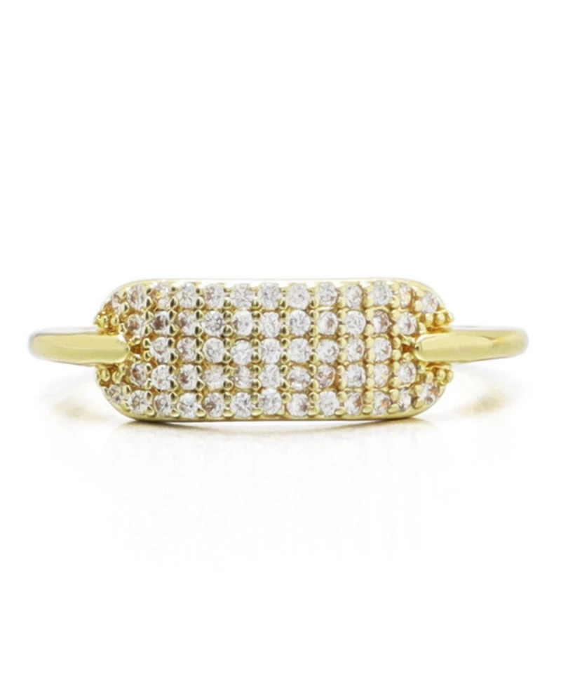 Adornia Gold-Plated Cubic Zirconia Plate Band Ring