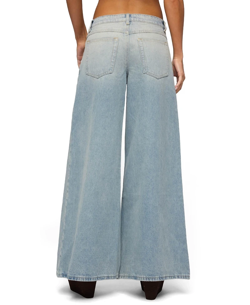 Edikted Women's Stitched Low Rise Wide Leg Jeans
