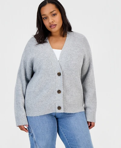 On 34th Trendy Plus Three-Button V-Neck Cardigan, Macy's Exclusive