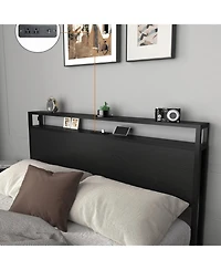 Lucky One Full Bed Frame, Storage Headboard with Charging Station, Solid and Stable, Noise Free