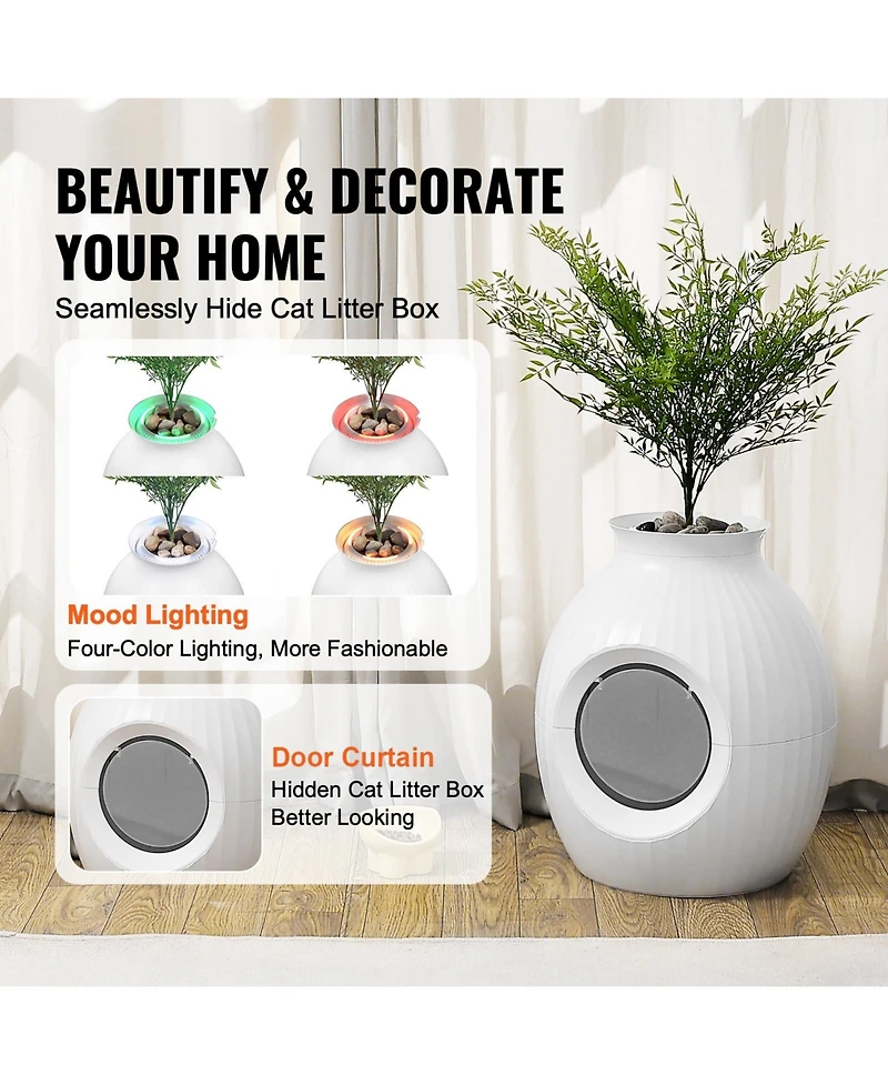 Cozito Plant Cat Litter Box Hidden Cat Litter Enclosure with 9.48 in Entrance and Lighting