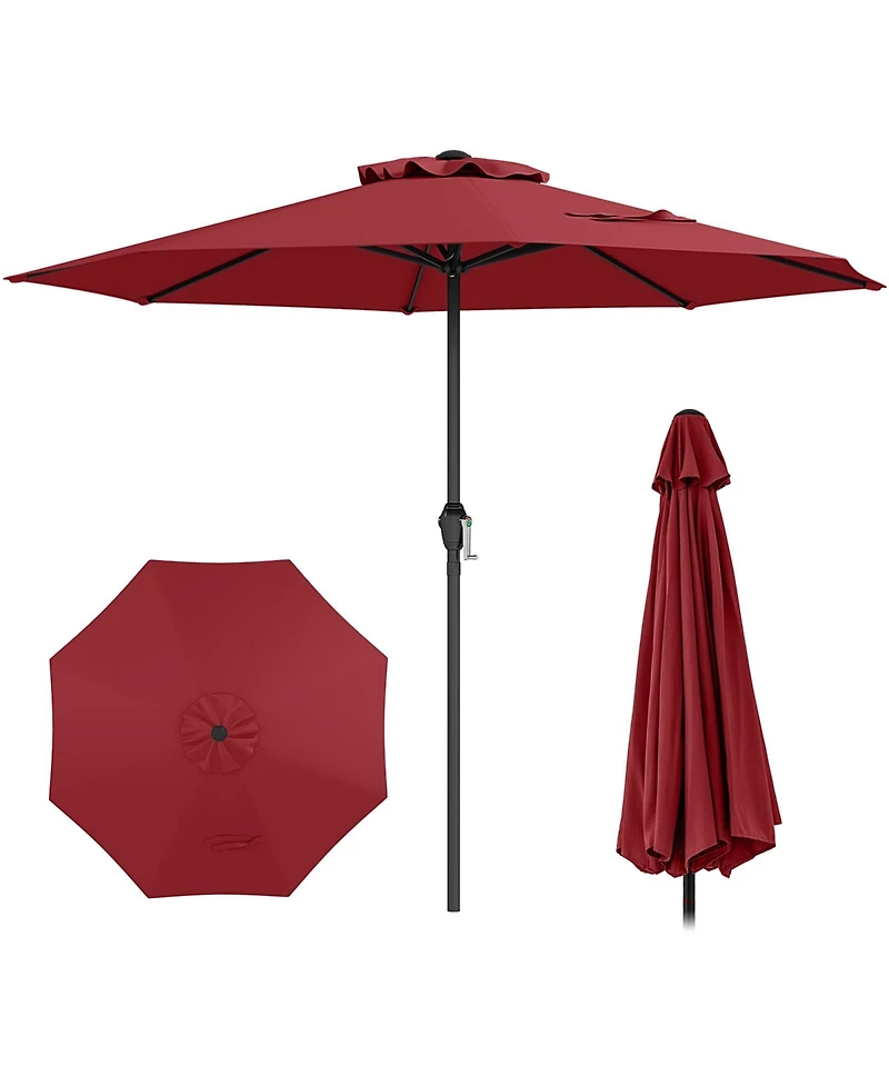 Sugift Outdoor Heavy Duty Market Umbrella with Crank Handle and 8 Sturdy Ribs