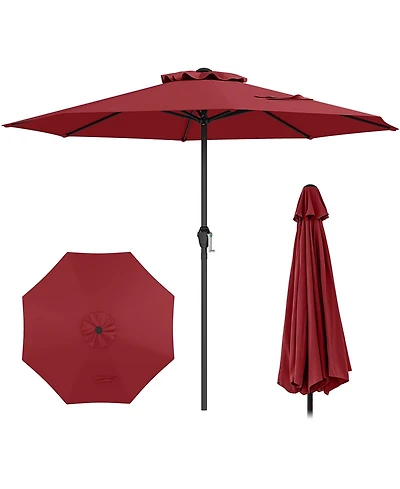 Sugift Outdoor Heavy Duty Market Umbrella with Crank Handle and 8 Sturdy Ribs